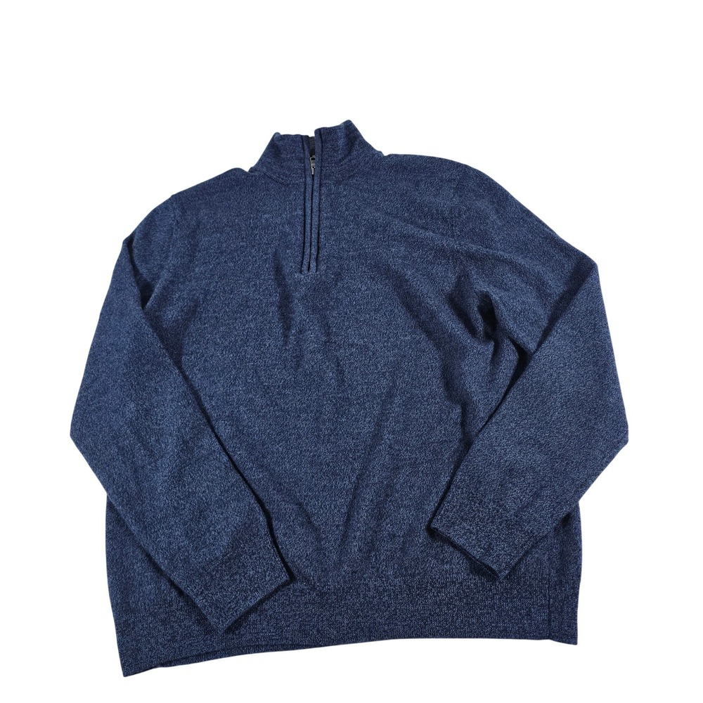 Express Mens Extra Fine Merino Wool Quarter Zip Sweater Blue Heather L